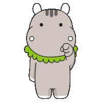 a cartoon hippo with a green scarf around its neck