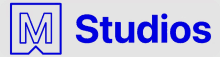 a logo for m studios with a blue letter m