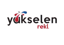 a logo for yukselen rekl with a colorful splash in the middle