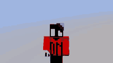 a red and black minecraft character with a blue and white headband