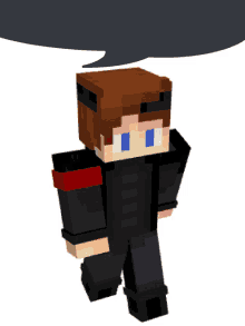 a minecraft character is walking with a speech bubble above his head