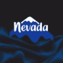 a blue and white logo for nevada with a mountain in the background