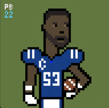 a pixel art drawing of a football player with the number 53