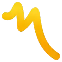 a yellow swirl on a white background with the letter m