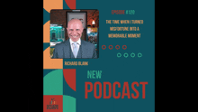 a poster for richard blank 's new podcast shows a man in a suit and tie