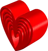 a red heart is stacked on top of itself