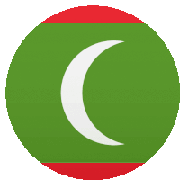 a green circle with a white crescent moon in the middle