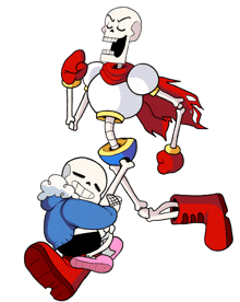 a cartoon drawing of two skeletons one of which has a red cape on