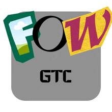 a logo for fow gtc shows a picture of a field