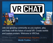 an advertisement for vr chat with a speech bubble