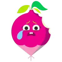 a cartoon drawing of a beet with a sad face