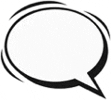 a black and white speech bubble with an arrow pointing to the right .