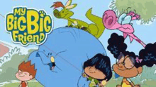 a group of children are standing next to each other in a cartoon called my big big friend