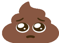 a cartoon illustration of a brown poop with a sad face