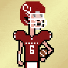 a pixel art of a football player with the number 6 on his shirt