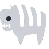 a drawing of a skeleton with a black eye on a white background