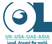 a blue and white logo for uk-usa-uae-asia local around the world