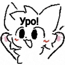 a pixel art drawing of a cat with the words " ypo " written on it