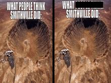 what people think smithville did and what smithville did written on a picture