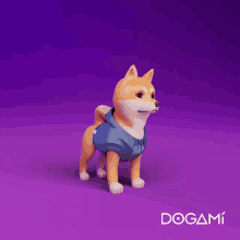 a 3d model of a dog wearing a gap shirt