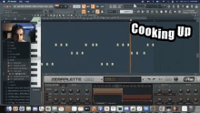 a computer screen with the words cooking up on the top
