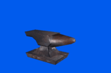 an anvil is shown on a blue screen