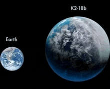 a picture of earth and k2-18b shows the difference in size between the two planets