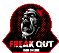 a logo for freak out ran online with a zombie face