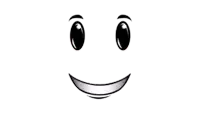 a black and white drawing of a smiling face