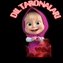 a cartoon character with a purple scarf around her head and the words dil taronalari around her