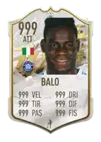 a soccer card that says 999 att balo