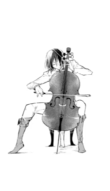 a black and white drawing of a person playing a violin