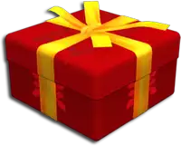 a red gift box with a yellow ribbon and a bow