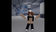 a roblox character is standing in a hallway