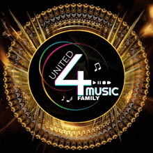 a logo for united 4 music family with a colorful circle