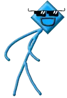 a blue kite with sunglasses and a smiley face on it