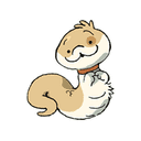 a cartoon drawing of a squirrel wearing a collar and smiling .