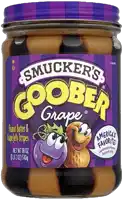 a jar of smucker 's goober grape peanut butter