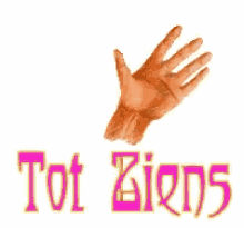 a hand with the words tot ziens written below it