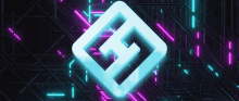 a blue square with the letter f on it is surrounded by neon lights