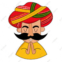 a cartoon illustration of a man with a mustache wearing a turban and a yellow shirt .