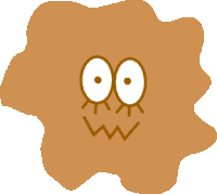 a cartoon drawing of a monster with a smiley face