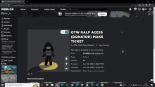 a screenshot of the roblox website shows a donation ticket