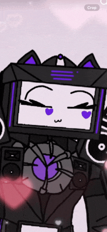 a drawing of a robot with a purple heart on its face