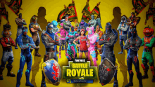 a poster for fortnite battle royale shows many characters