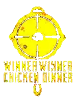 a winner winner chicken dinner logo with a yellow target