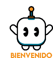 a cartoon drawing of a robot with the words bienvenido below it