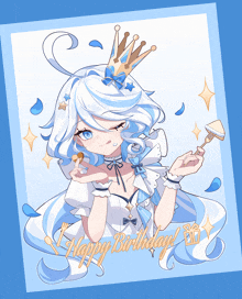 a drawing of a girl with a crown on her head and the words happy birthday