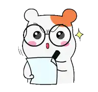 a hamster wearing glasses is holding a piece of paper and a pen .