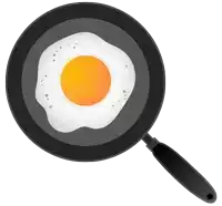 an illustration of a fried egg in a pan